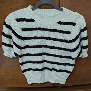 Women's Striped Sweater - Black and Cream